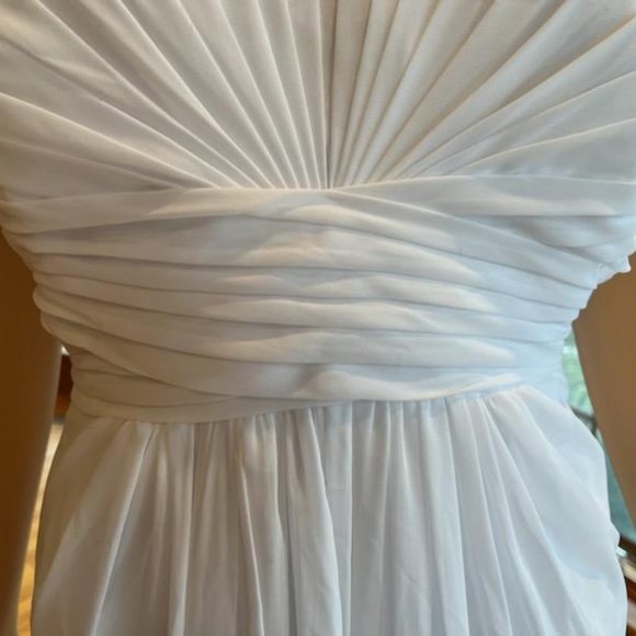 * Davids DB Studio Wh Chiffon Floor Strapless Bridal Gown Wedding Dress Size 22 - Picture 6 of 10